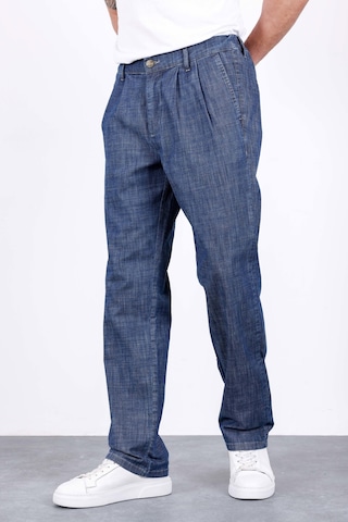HLT Jeans Erkek Koyu Mavi Yazlık Çift Pileli Rahat Kesim Beli Lastikli Bol Paça Baggy Pantolon Albert-1994