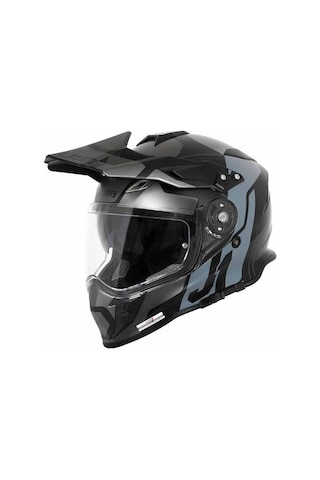 J34 Pro Tour Mat Siyah-titanium Güneş Vizörlü Cross Kask Mat Siyah