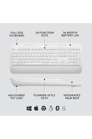 Logitech MK650 Kablosuz Q Klavye Mouse Seti (Distribütör Garantili)