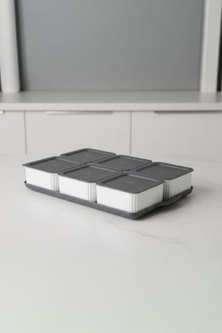 Atbyhome Valverdi - 6'lı 13 Parça Plastik Kahvaltılık Kahvaltı Seti Sunum Seti Gri Tepsili Gri