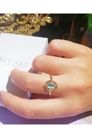 Maide Altın Yüzük 14K Mavi Kuvars Taşlı 450111778