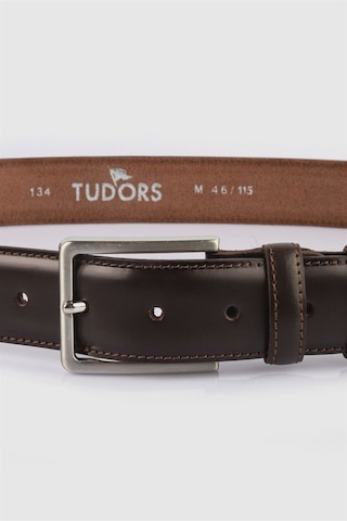 Tudors Erkek %100 Hakiki Deri 3,5 Cm Klasik Kahverengi Kemer-24422 Kahverengi