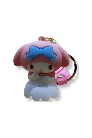 My Melody Premium 3d Figürlü Çiçek Detaylı Pembe Bilek Kayışlı Anahtarlık - 1 Adet