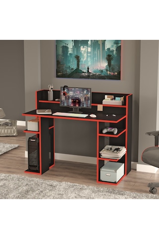 Robin Home Titan Oyuncu Masası Gaming Çalışma Masası Siyah-kırmız Siyah