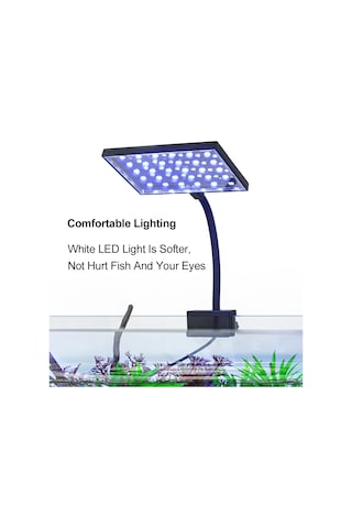 Vkemall Ct-128b Akvaryum Led Işığı, Yüksek Parlaklık, Bitki Geliştirici, Esnek Kafa, Evrensel Klips, Avrupa Standartı Siyah