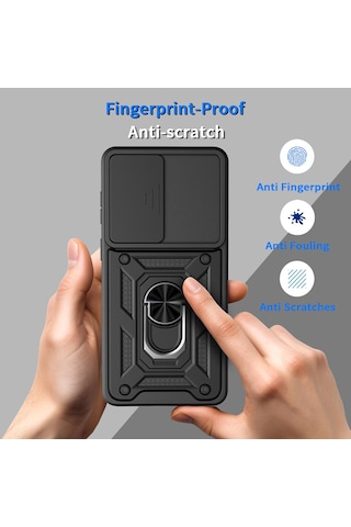 Teleplus Xiaomi Redmi Note 15 Pro 4g Kılıf Kamera Korumalı Slide Sürgülü Yüzüklü Tank Kapak