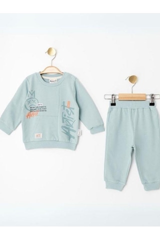 Erkek Çocuk Cep Detaylı Eşofman Takım-14228 Mavi