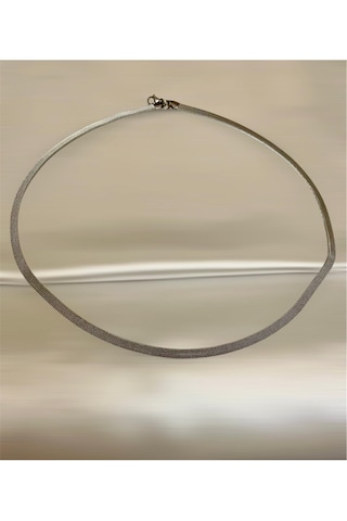 İtalyan Model Hasır Kordon Çelik Silver Unisex Kolye 65 Cm