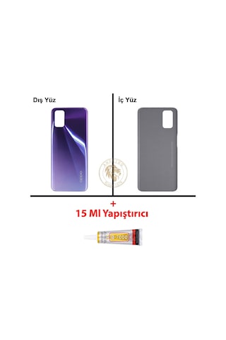 Oppo A72 Mor Arka Kapak + B7000 Yapıştırıcı Arka Cam Batarya Pil Kapağı Lazer Kesim Çok Renkli