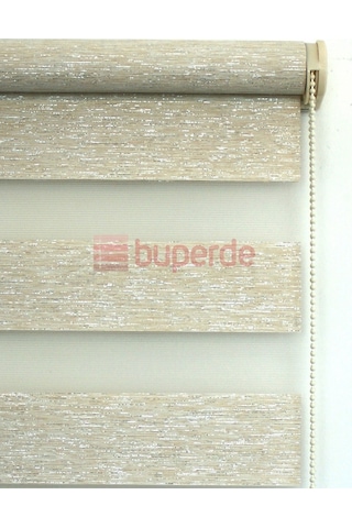 Buperde Simli Krem Bambu Zebra Stor Perde