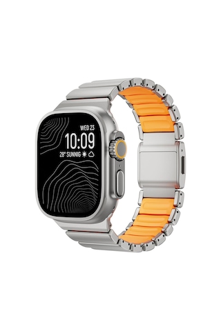 Apple Uyumlu Watch  Ultra 49mm Zore Krd-152 Titanyum Silikon Kordon