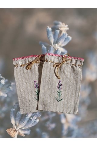 Geleneksel El Dokuma Lavanta Kesesi Bej