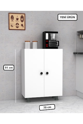Çok Amaçlı Dolap Kiler Dolabı Mutfak Dolabı İki Kapaklı 70 Cm