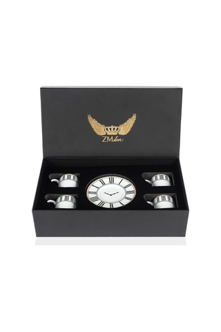 Saat Türk Kahve Fincan Seti 4'lü&hediye Kutulu Beyaz