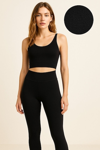 Pantofit Şardonlu Yüksek Bel Kadın Tayt Toparlayıcı Slim Fit Kışlık Ka Siyah