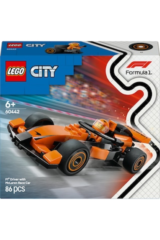 LEGO® City McLaren Yarış Arabalı F1® Sürücüsü 60442 - 6 Yaş ve Üzeri Çocuklar için Mini Yarış Arabası İçeren Oyuncak Yapım Seti (86P)