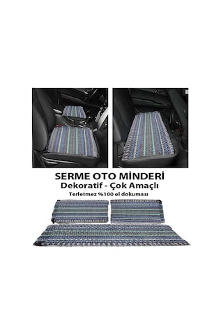 Z Tech Serme Oto Koltuk Kılıfı Minderi, 3 Parça Set, Kilim Dokuma, Mavi-karışık