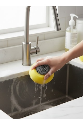 Artlantis Süngerli Bulaşık Teli Ovma Teli 10 Adet Pratik Sünger Toptel Sürtme Teli Lavabo Mutfak Banyo Temizlik Teli Sert Yüzey