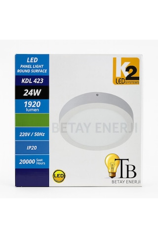 K2 Led Systems Kdl 423 24w Yuvarlak Led Panel Beyaz