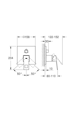 Grohe Eurocube Tek Kumandalı 3 Yönlü Banyo Bataryası GRH24094AL0 Siyah