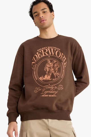 Defacto Boxy Fit Bisiklet Yaka Baskılı Sweatshirt F2111ax25aubn539 Kahve-bn539