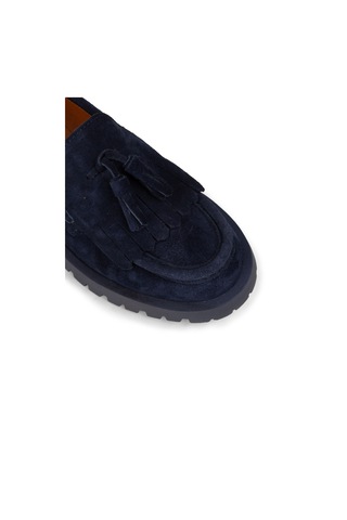 Deery Kadın Hakiki Süet Lacivert Püsküllü Loafer Ayakkabı - 02033zlcvc01 Lacivert