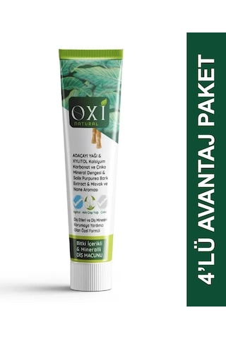 Oxi Natural Bitki İçerikli Mineralli Diş Macunu 75 Ml. 4'lü Paket Temel Bakım