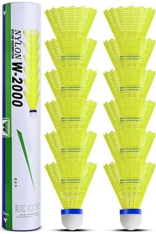 Vkemall 12'li Dayanıklı Nilon Badminton Topu Seti - Egzersiz, Antrenman Ve Eğlence İçin Sarı Plastik Shuttlecocklar