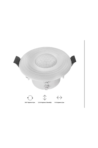 Xenon Smart PIR Hareket Sensörü 220 V AC 2.8 M Yükseklik Toplam 63 m2 Algılama Kapasiteli X1041