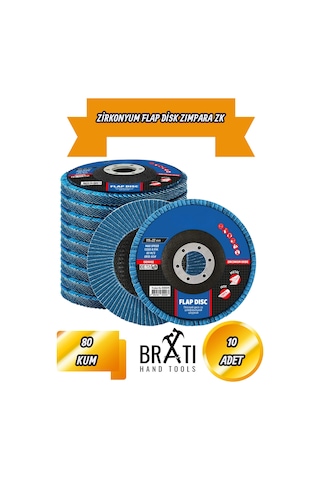 Zirkonyum Zk Flap Dizk Avuç İçi Taşlama Flap Disk Zımpara 115 X 22 Mm 80 Kum 10 Adet