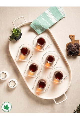 Lin Metal Lotus 57 cm Elips Metal Tepsi - Krem