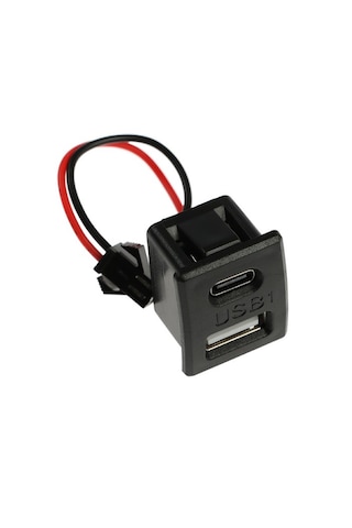 Type-c / Usb A Dişi Soket Kavisli 2 Pin 10cm Kablo Jst Çift Usb