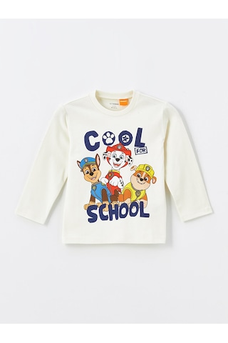 Lcw Bisiklet Yaka Uzun Kollu Paw Patrol Baskılı Erkek Bebek Tişört - Bej