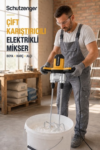 2700w Çift Karıştırıcılı Alçı Boya Harç Karıştırıcı Elektrikli Makine Sarı 728z
