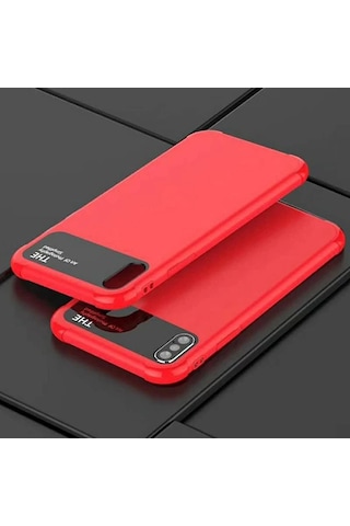 iPhone Uyumlu X Xs 10 Fit Premium Silikon+ Cam Kılıf- 5775 Kırmızı