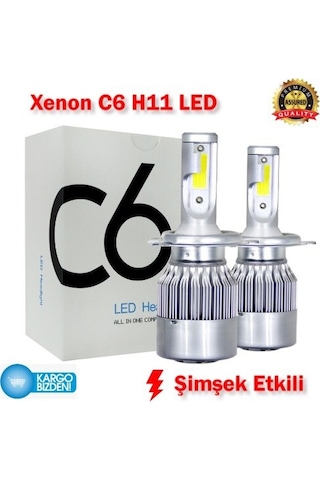 Şimşek Etkili C6 Led Xenon H11 Led Zenon Far Ampül Deli Mavi 437791531