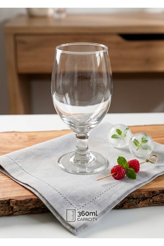 Şeffaf Cam Kadeh Bardak - Ayaklı, Şık Tasarım, Su, Bira, Meşrubat Bardağı 360 Ml 4'lü Set