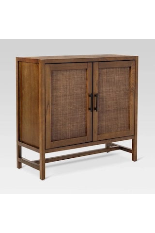 Walnut Retro Model Rattan Detaylı Masif Ahşap Büfe Ceviz