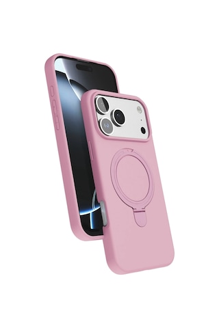 Özel Apple I Phone 17 Pro Regal Magsafe Standlı Kapak - Açık Pembe Fırsat