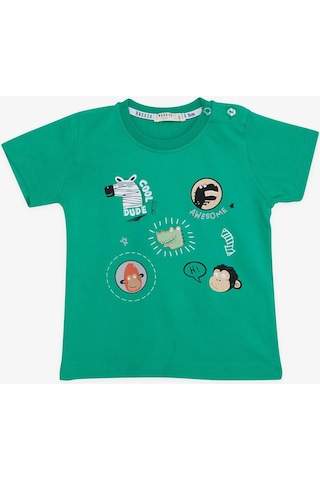 Breeze Girls & Boys Erkek Bebek Tişört Havalı Mükemmel Dostlar Temalı 9 Ay-3 Yaş, Yeşil-yeşil Yeşil