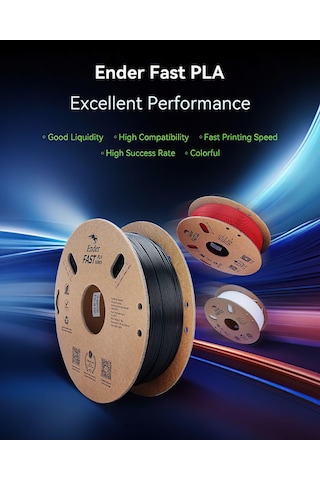 Creality Ender Fast Pla 1,75 Mm, 3d Yazıcı 300 Mm/sn' Kadar Yüksek , Geri Dönüştürülebilir Karton Makara, Çoğu 3d Yazıcıya Uygun - 1 2,2 Lb Yeşil Sku: Smg8690010093806