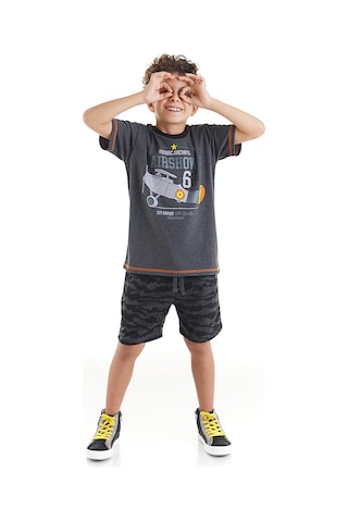 Denokids Mshb&g Uçak Erkek Çocuk T-shirt Şort Takım Çok Renkli