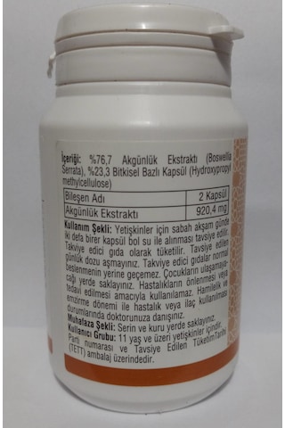 Ersağ Akgünlük Gıda Takviyesi. Boswellia Serrata