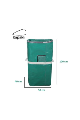 İş-ev Branda Taşıma Çuvalı 50x40+100cm Kapaklı, Ipli Ve Cepli 170gr.tekstil Çuvalı YEŞİL