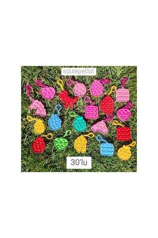 30'lu Popit Anahtarlık 30 Adet Hediyelik Popit Anahtarlık Doğum Günü Karne Günü Hediyelik 30'lu