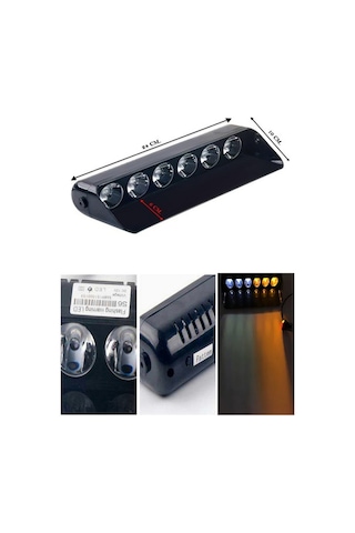 Araç Içi Vantuzlu Çakar Tepe Lamba Turuncu - Beyaz Renk 6 LED 12V