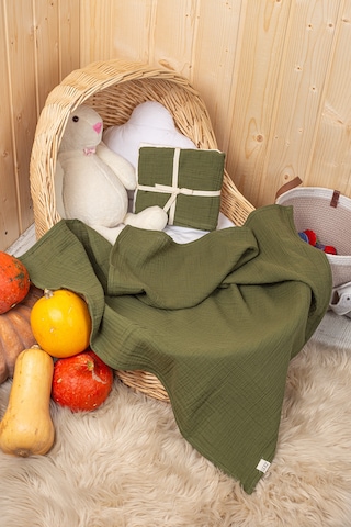 Yeşil 2 Katlı Müslin Örtü Seti 2 Li 75x75 CM Yeşil