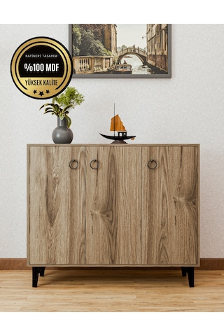 Dekorfim DF08102BR MDF Ayakkabılık Antre Hol Çok Amaçlı Dolap Ayakkabı Dolabı