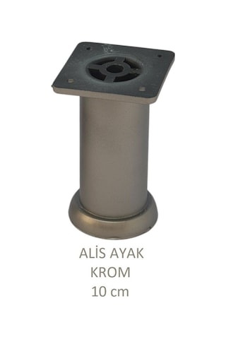 Alis Ayak, Baza Koltuk Dolap Ayağı, Plastik, Krom, 10 Cm, Vidalarıyla Mat Krom