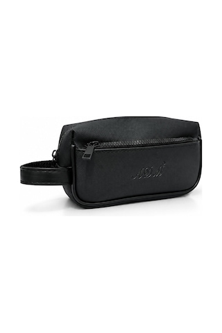 Vıatox Ar-01 Erkek Siyah Suya Dayanıklı Suni Vegan Deri Traşlık Bakım Seyahat El Çantası Portföy/clutch Siyah Siyah